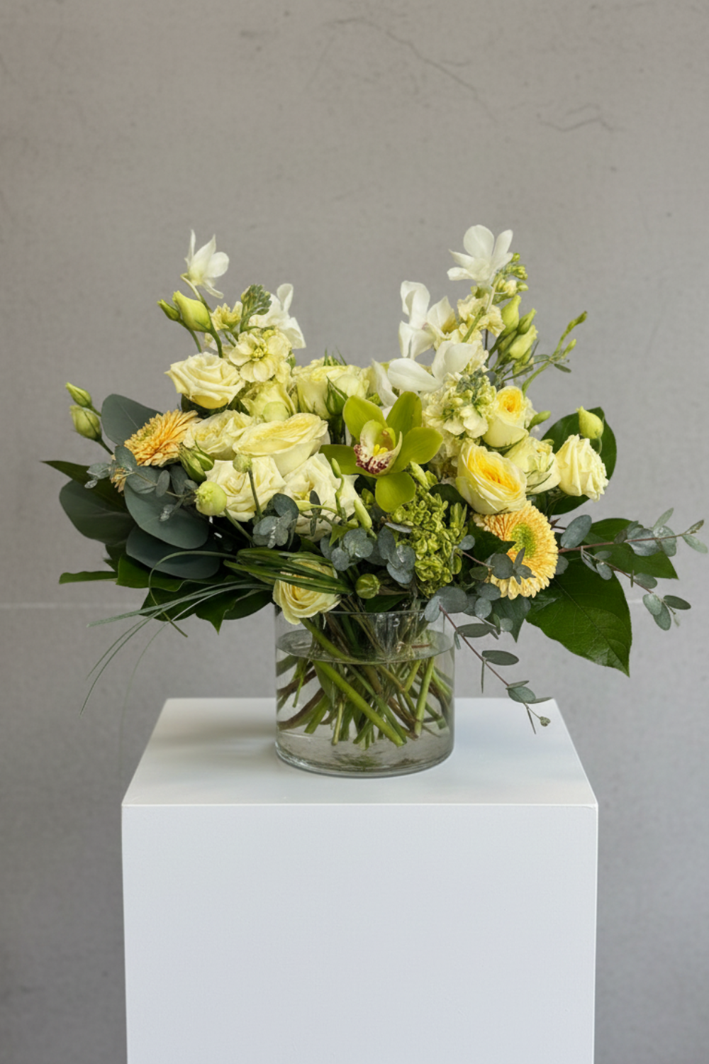 yellow, white and light green flowers