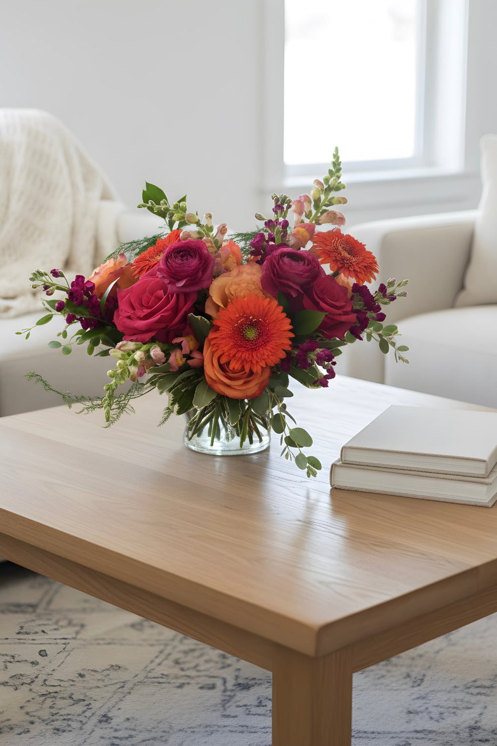 hot pink and orange flower bouquet