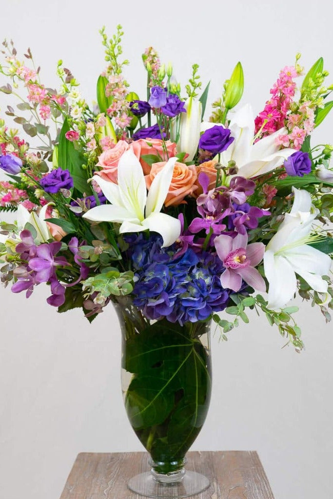 lilies, orchids, roses