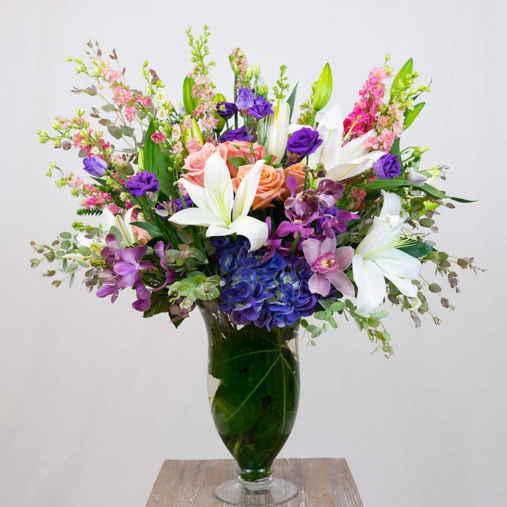 lilies, orchids, roses