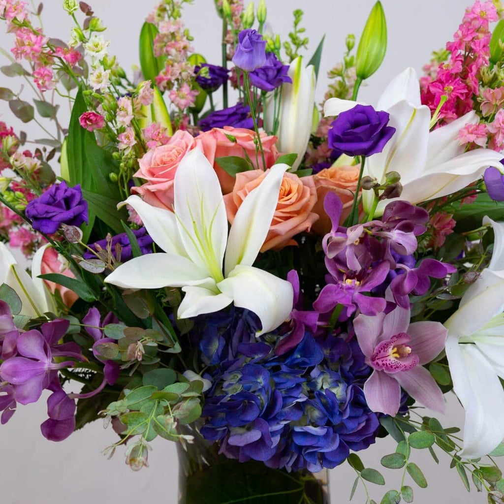 lilies, orchids, roses